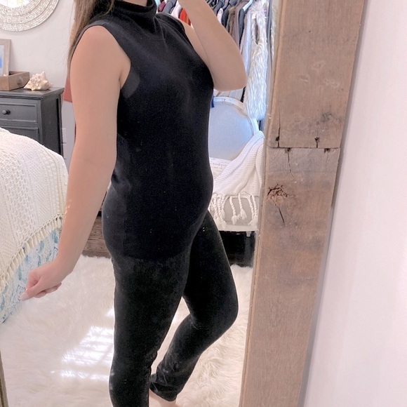 TALBOTS size large petite black knit turtleneck sleeveless top - Picture 3 of 5